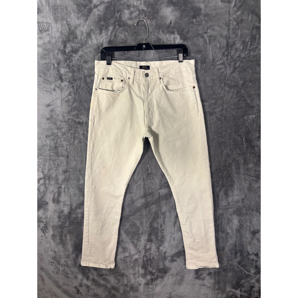 Polo Ralph Lauren Slim Fit Jeans Mens 33x29 Cream Off White Denim Pants